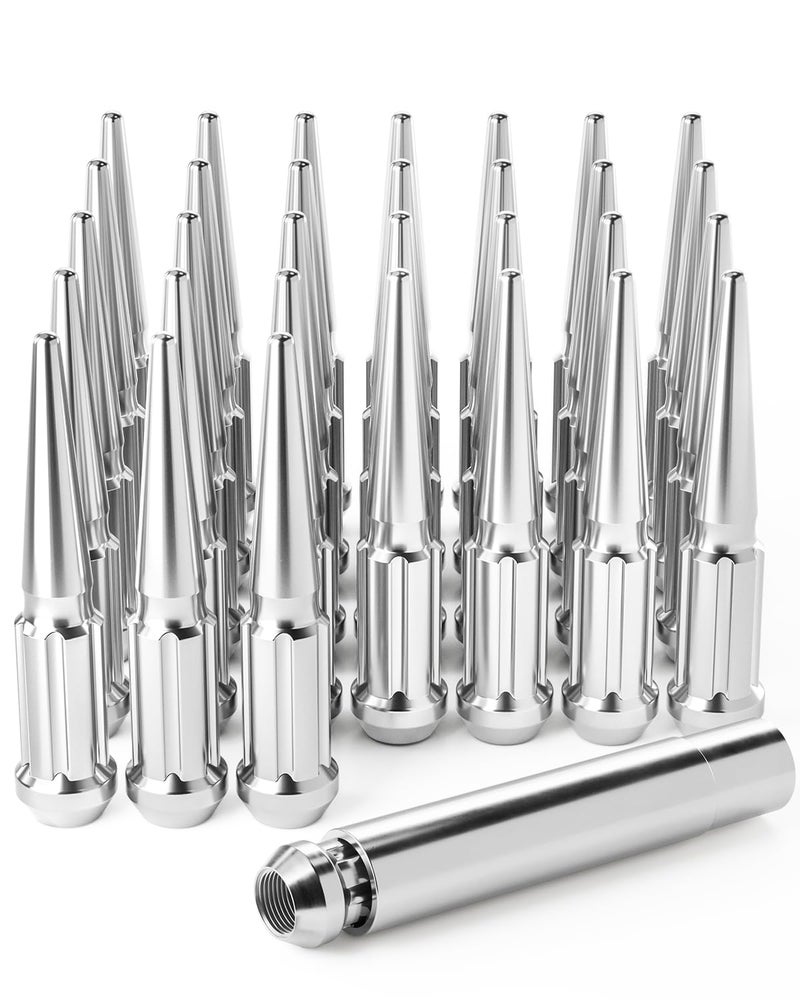 Orion Motor Tech 14mmx1.5 Lug Nuts Chrome 32 Piece  M14x1.5 Spike Lug Nuts Wheel Accessories Compatible with Chevy Ram Ford GMC - Image 1